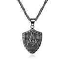 Fashion Pendant Necklace Geometric Shield Stainless Steel Chain Charm Necklace Jewelry for Men