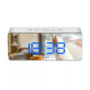 LED Mirror Alarm Clock Digital Snooze Table Clock Wake Up Temperature Display