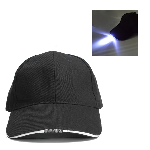 Adjustable Bicycle 5 LED Light Cap Battery Powered Hat Outdoor Baseball Cap