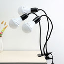 AC220V 3 Heads Flexible E27 Clip On Desk Light Lamp Stand Holder Gooseneck Bulb Adapter US Plug