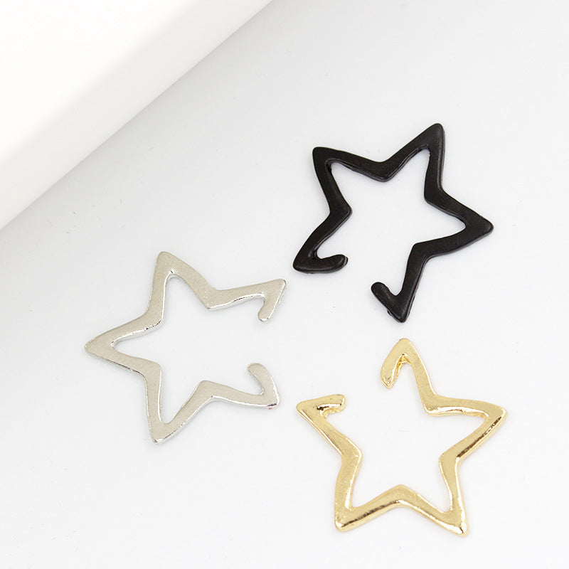 Punk Hollow Star Womens Earring No Piercing Ear Clip for Women Girl Party Costume Jewelry
