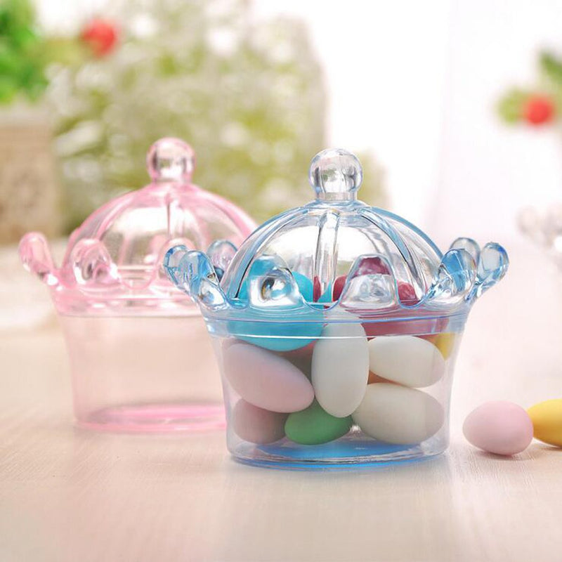 12 Pcs/Set Plastic Crown Candy Box Wedding Chocolate Cookie Present Holder Kitchen Storage Container