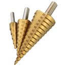 3pcs 4-12/20/32mm HSS Titanium Coated Step Drill Bit Hex Shank Hole Cutter