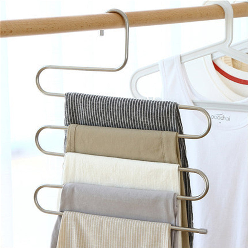 Mrosaa 5 layers S Shape MultiFunctional Clothes Hangers Pants Storage Hangers Cloth Rack Multilayer Storage Cloth Hanger