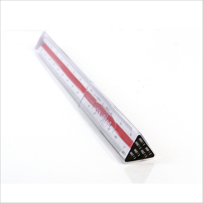 30cm White Triangular Metric Scale Ruler Plastic Three Color Coded Sides