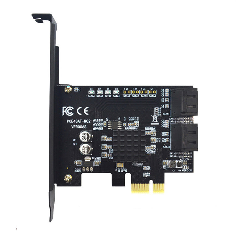 ITHOO PCE4SAT-M02 SATA3.0 to PCI-E Expansion Card with 4 Ports 6Gbps IPFS Hard Disk Adapter for Desktop Computer