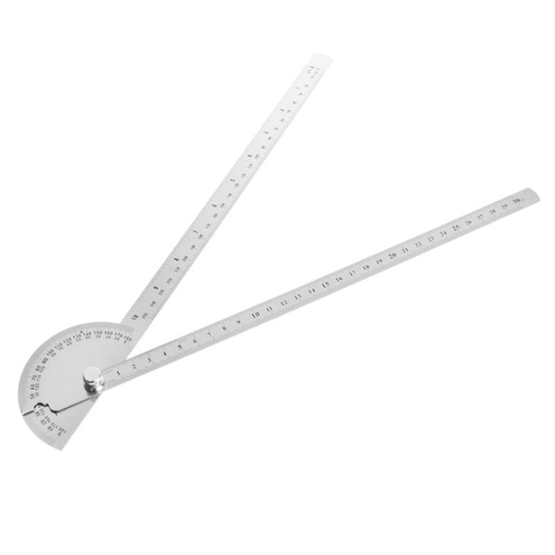 0-180 Degrees Round Head Rotary Protractor Single Arm 150mm 200mm Two Arms 250mm Stainless Steel Angle Ruler Bevel Square Ruler Steel Goniometer