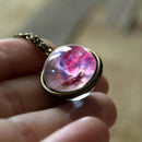 Trendy Geometric Double-sided Glass Ball Necklace Solar System Universe Starry Pendant Necklace
