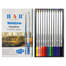 H&B HB-WPTB012 12-Color Tin Box Soluble Watercolor Paint Set