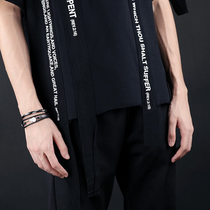 Creative Mini Guitar Men's Leather Multilayer Braided Titanium Steel Bracelet