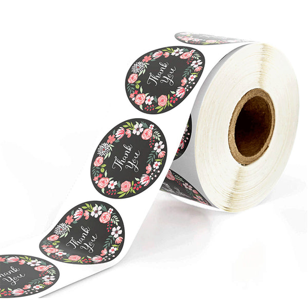 500Pcs/Set Round Thank You Stickers Paper Envelope Packaging Gift Label Roll Tape