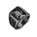 Personality Infertile Stainless Steel 316L Glass Stone Maple Leaf Ring