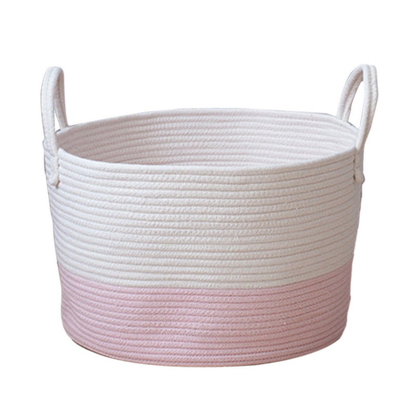 Cotton Rope Storage Basket Baby Laundry Basket Woven Baskets with Handle Bag