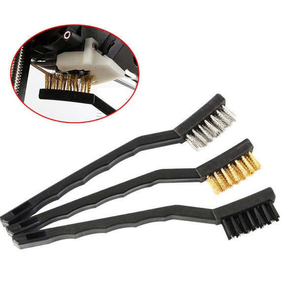 Copper Wire/ Iron Wire/Nylon Wire Toothbrush Nozzle Heated Bed Cleaning Brush Three-Piece/Set for 3D Printer Part