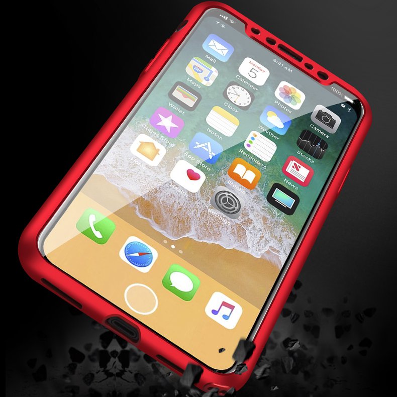 Bakeey 360 Full Body Front & Back Silicone Protective Case With Tempered Glass Film For iPhone X
