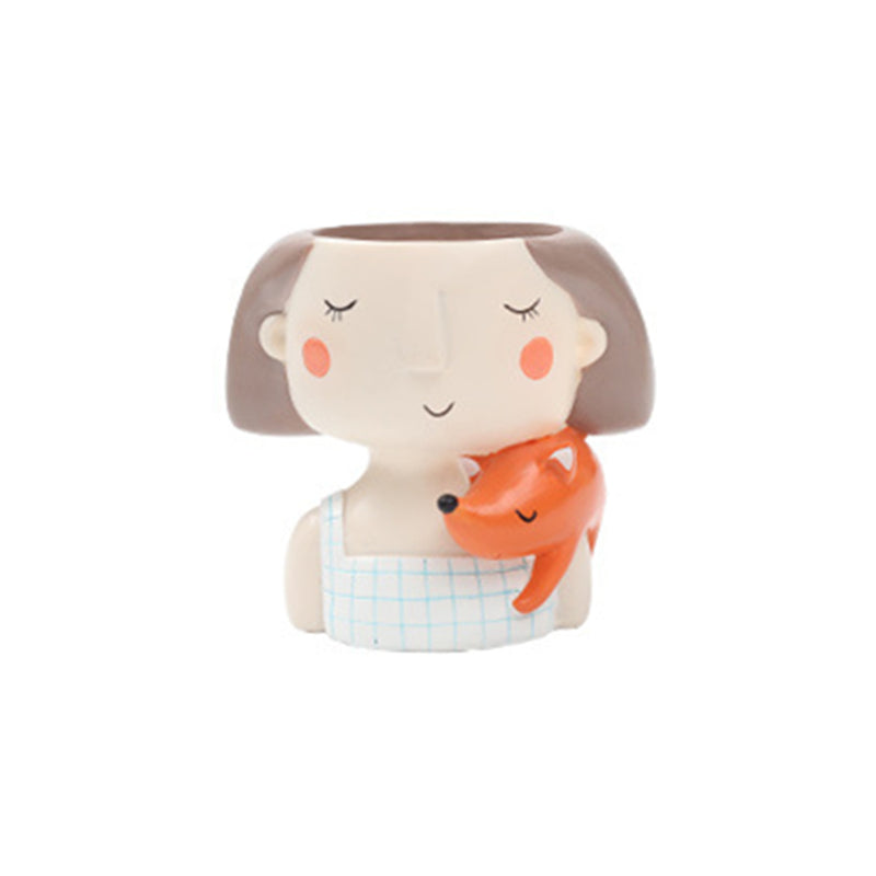 Succulent Plant Pot Cute Girl Flower Planter Creat Design Home Garden Decorations