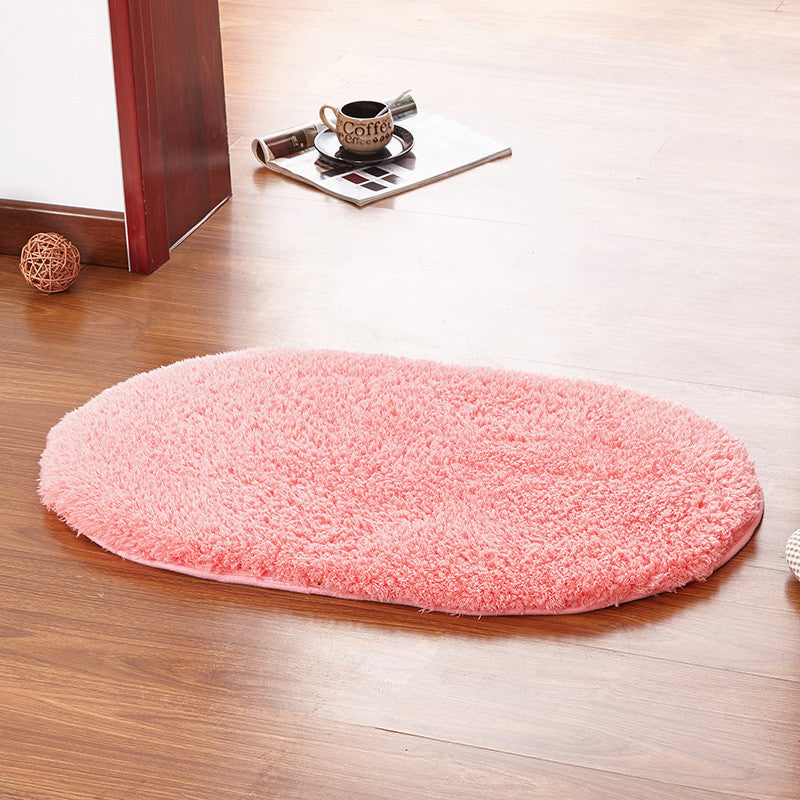 Mrosaa Soft Bath Mats Bedroom Bathroom Carpet Plush Mat Slip-Resistant Pad Oval Doormat Water Absorption Floor Mat