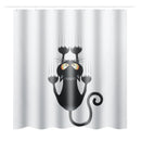 Cat Waterproof Polyester Shower Curtain Bathroom Bathmats Toilet Rugs Cover Mat