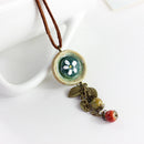 Ethnic Handmade Beads Pendant  Necklace Irregular Geometric Leaves Charm Necklace Jewelry For Women