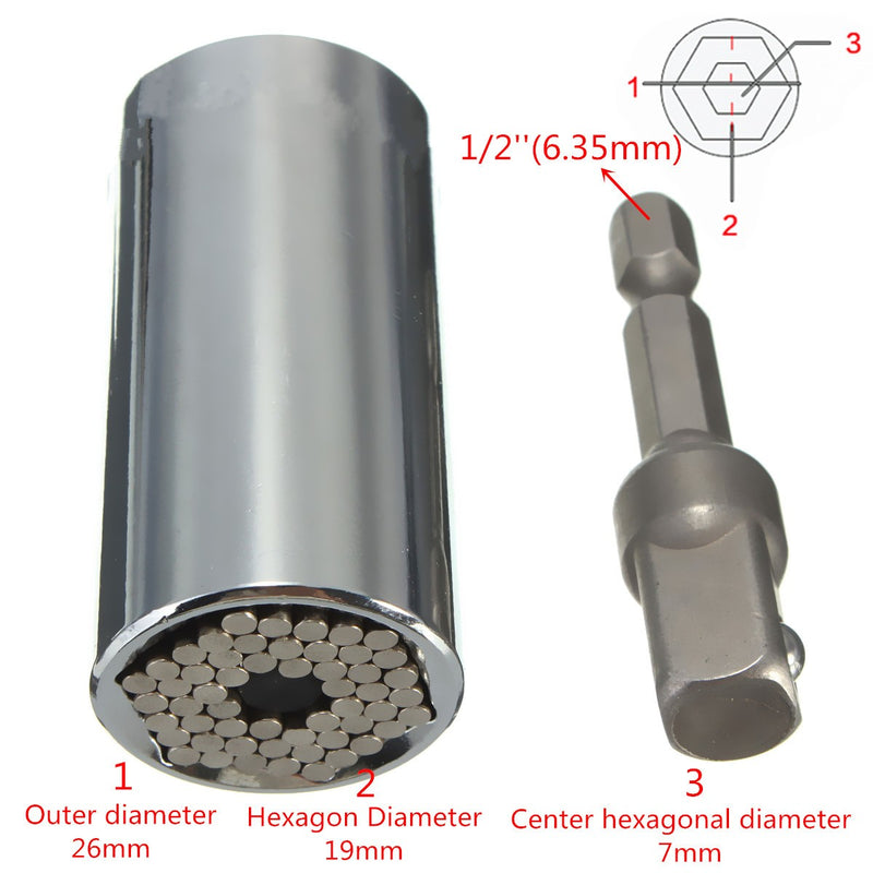 MOHOO 2 Pcs Socket Set 7-19mm Universal Key Tools Torque Ratchet Wrench Set