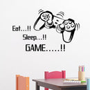 Creative Art Game Handle Wall Stickers "EAT SLEEP GAME" Black Vinyl Removable Printed Wall Sticker