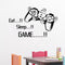 Creative Art Game Handle Wall Stickers "EAT SLEEP GAME" Black Vinyl Removable Printed Wall Sticker