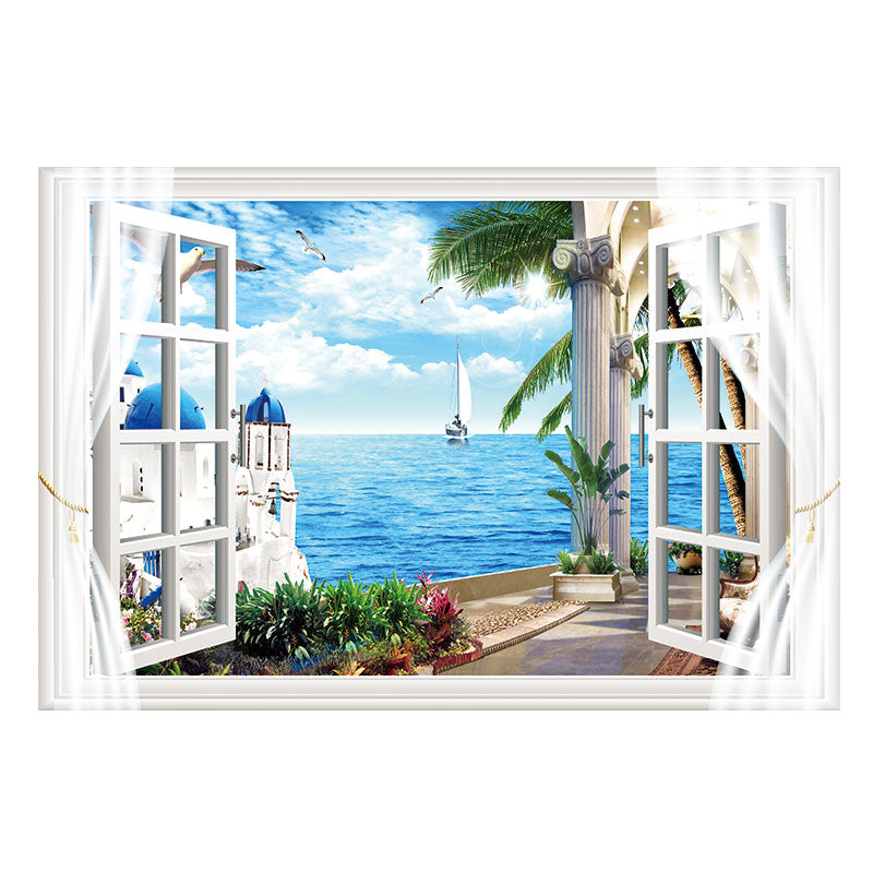 Miico FX82012 Mediterranean Landscape Wall Sticker Window Printing Home Decorative Wall Stickers