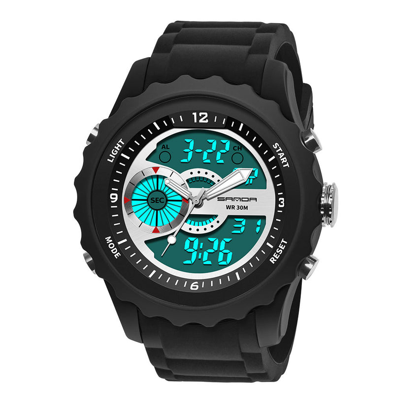 SANDA 769 Dual Digital Digital Watch Men PU Stopwatch Luminous Display Calendar Outdoor Sport Watch