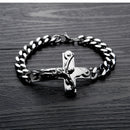 Religious Titanium Steel Men's Titanium Steel Jesus Cross Bracelet