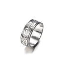Vinatge Finger Ring Antique Silver Simple Engraved Pattern Wave Rings Ethnic Jewelry for Women Men