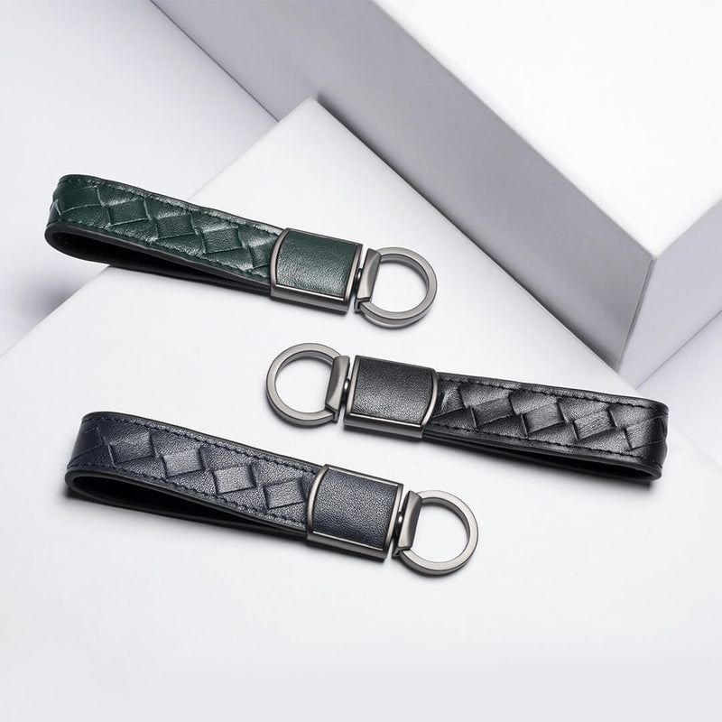XIAOMI VLLICON Leather Keychain Hand Woven 360 Rotating Car Key Ring Holder