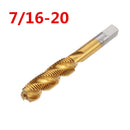 Drillpro 1/2-3/4 Imperial Spiral Flute Hand Tap HSS Titanium Coated Machine Screw Plug Tap Drill