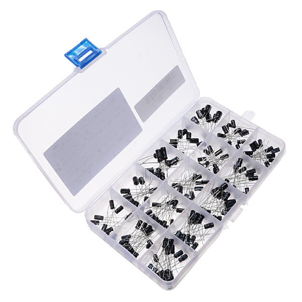 215pcs 15 Values 0.1uF-330uF Mix Electrolytic Capacitor Kit With Storage Box