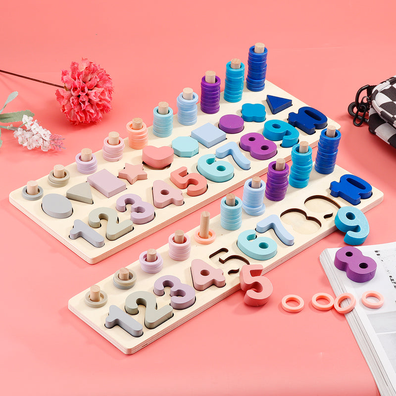 Wooden Toys Rings Montessori Math Toys Counting Board Preschool Learning Gifts