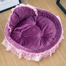 Luxury Princess Cat Bed Puppy Bed Sofa Purple Pink Lace Cat House Small Dog Kennel Warm Soft Pet Bed