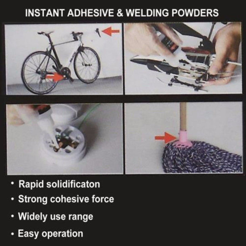 Strong Powder Adhesive Glue Kit Set 7 Second Quick Bonding Speedy Fix Repair Glue