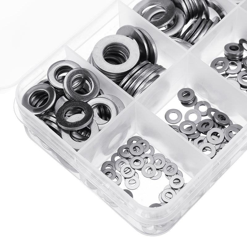 Suleve MXSW8 400Pcs Stainless Steel Flat Washer Assortment Set M2/2.5/3/4/5/6/8/10