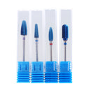 4pcs Blue Tungsten Steel Nail Drill Bits Grinding Head Carbide Burrs for Electric Manicure Machine