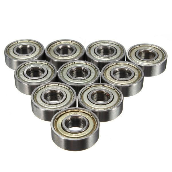 10Pcs Skateboard Groove Roller Blade Ball Bearings Wheels Silver