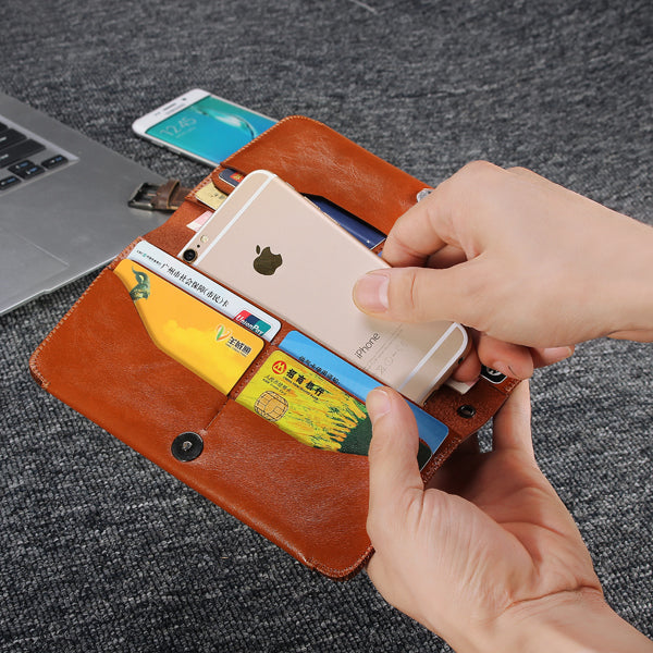 Universal Multifunctional Leather Handbag Wallet Card Solt Purses For Phone Under 6.3 Inch