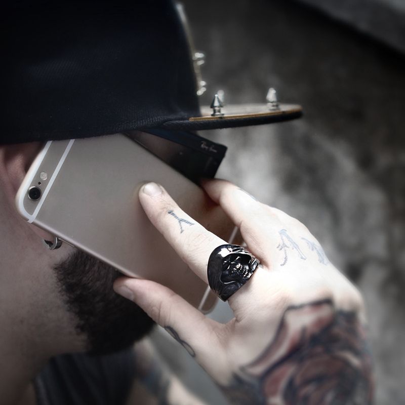 Black Skull Ring Of Death Stainless Steel Ring