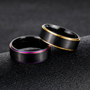 Trendy Black Titanium Steel Simple Style Colorful Plating Men Finger Ring Valentine's Day Gift