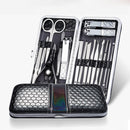 Y.F.M 18pcs Stainless Steel Nail Clippers Set Blackhead Extractor Tweezers Scissors Manicure Tools