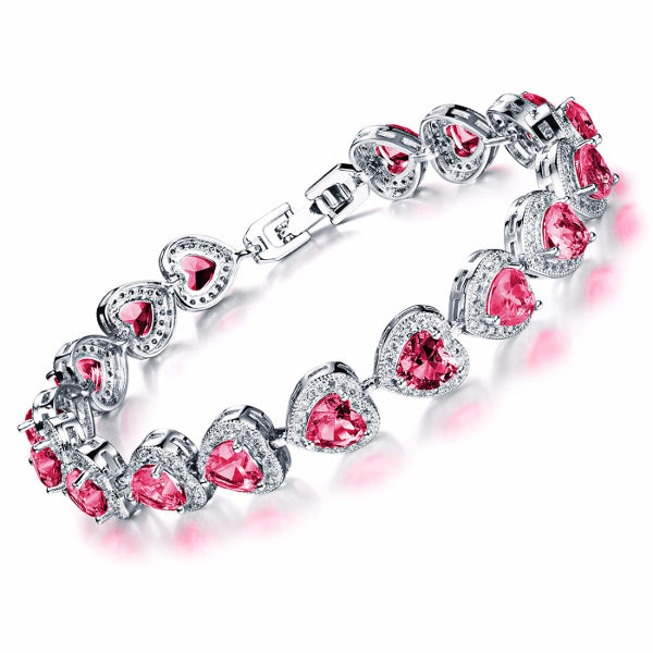 Platinum Classic Heart Micro Zircon Bracelet Fine Jewelry for Women
