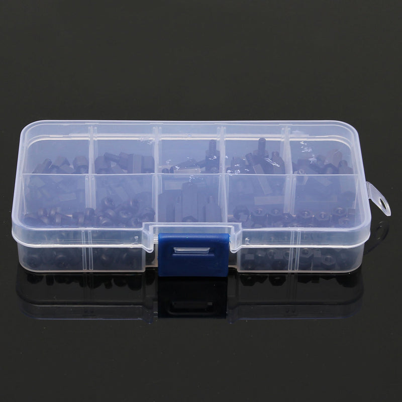 Suleve M3NH5 180Pcs M3 Nylon Screw Black Hex Screw Nut PCB Standoff Spacer Column Assortment Kit