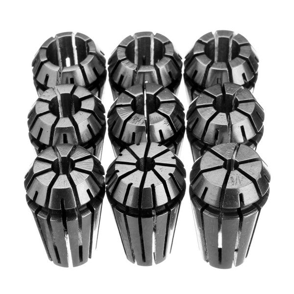 9pcs ER16 1/8 to 3/8 Inch Spring Collet Chuck Collet for CNC Milling Lathe Tool