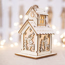 LED Christmas Wooden House Tree Night Light Decoration Hanging Ornament Holiday Cabin Gift