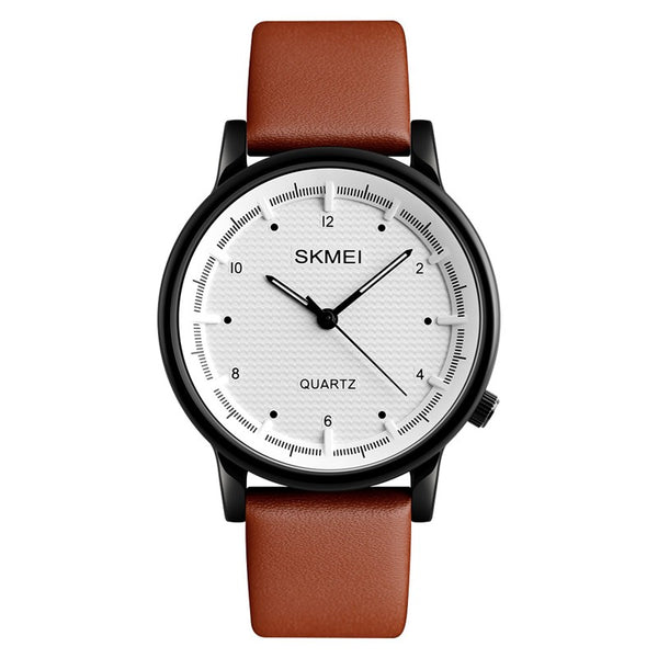 SKMEI 1210 Fashion Watch Simple Style Leather Strap Casual Unisex Quartz Analog Wrist Watch