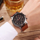 Hannah Martin Men Relogio Masculino Leather Band Decorative Small Dial Quartz Watch