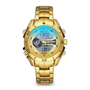 STRYVE S8019 Men Luminoud Display Alarm Clock Chronograph Sport Steel Strap Dual Display Digital Watch